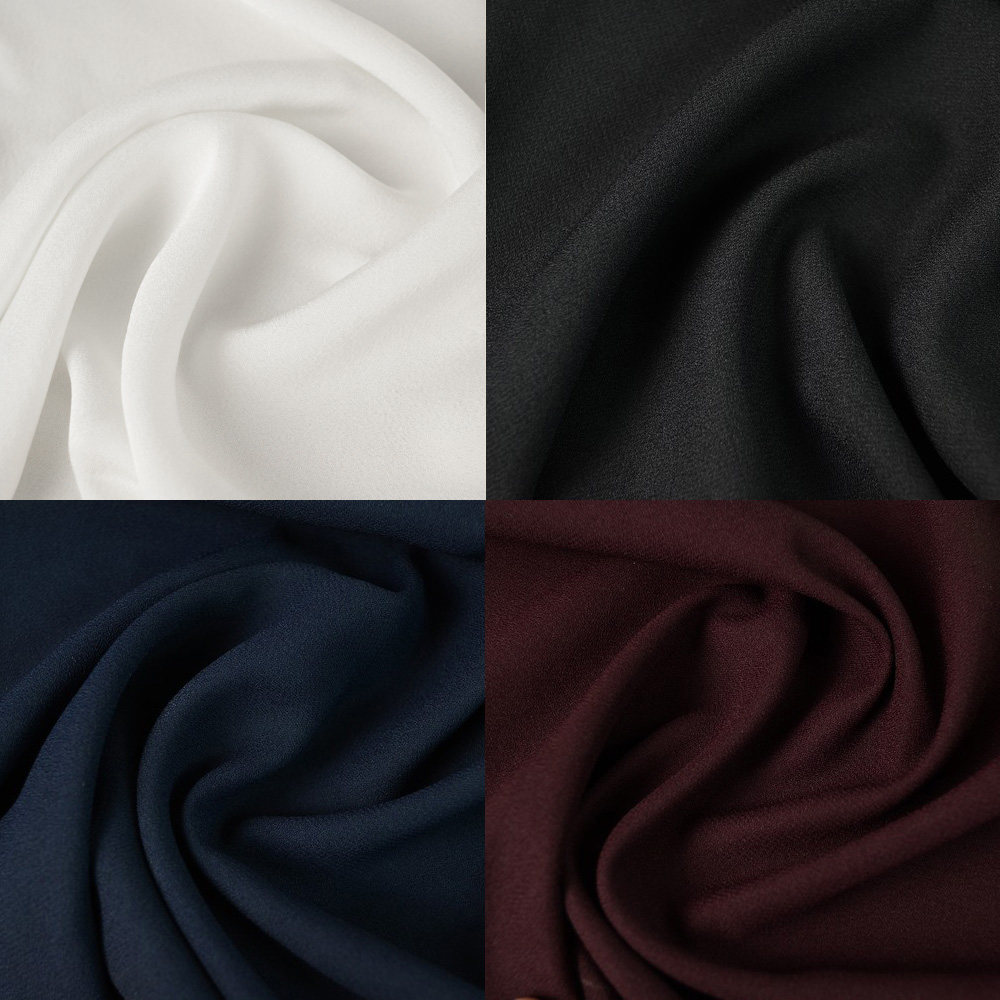 进口白黑蓝暗红高捻乱麻雪纺布料不透垂感好阔腿裤连衣裙衬衫面料