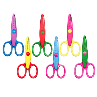 花边剪刀儿童安全小剪刀剪纸刀小学生美术课美工专用圆头不伤手小剪子便携创意波浪花边形剪刀手工多种齿形