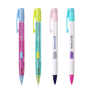 限定款日本Pentel派通自动铅笔冰激凌撞色PD105C侧按式0.5mm活动铅笔中小学生书写不易断芯可爱带橡皮白撞粉