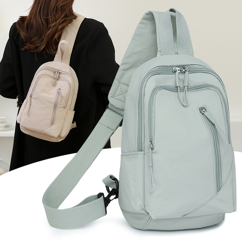 女士胸包简约百搭牛津布包轻便休闲多隔层女包日常小包单斜挎背包