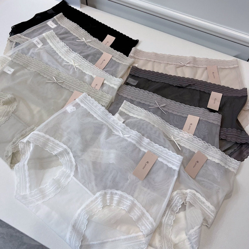 小兰裙L006网纱超薄清爽纯色中腰超柔纯欲透明蕾丝日系少女内裤夏
