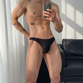 三角内裤 无痕U凸纯色条纹凉感 低腰夏季 2条男士 薄款 冰丝一片式 包邮