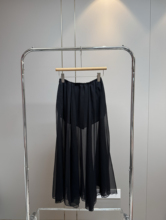 wo 高级感轻奢朦胧飘逸雪纺纱裙法式浪漫垂感高腰半身裙