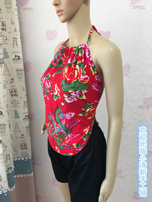 纯棉肚兜晒背上衣护肚防风女士双面肚兜传统内搭吊带加大码定做