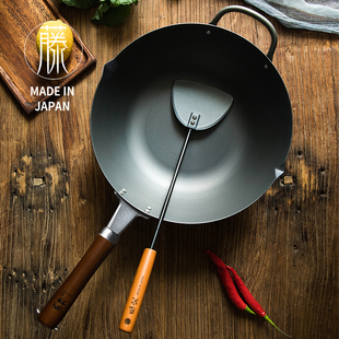 极铁炒锅不易粘锅熟铁平底锅 无涂层 进口吉川纯铁锅 日本制原装
