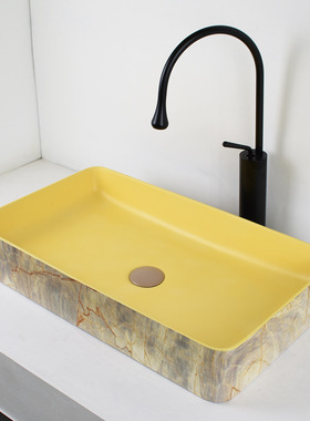 台上盆洗脸盆 洗手盆家用创意洗手台 洗漱台盆卫生间手盆淡黄色-