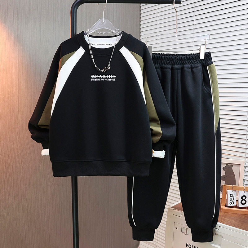 男童春秋休闲卫衣套装2025新款时尚帅气中大童韩版拼色印花两件套,童装/婴儿装/亲子装,儿童运动套装,淘宝优惠券,粉丝福利购,淘宝优惠卷