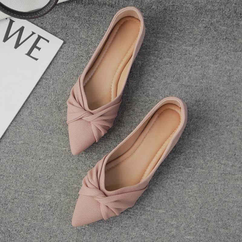 平底鞋女2021春季新款百搭浅口软底尖头单鞋晚晚风防滑孕妇豆豆鞋