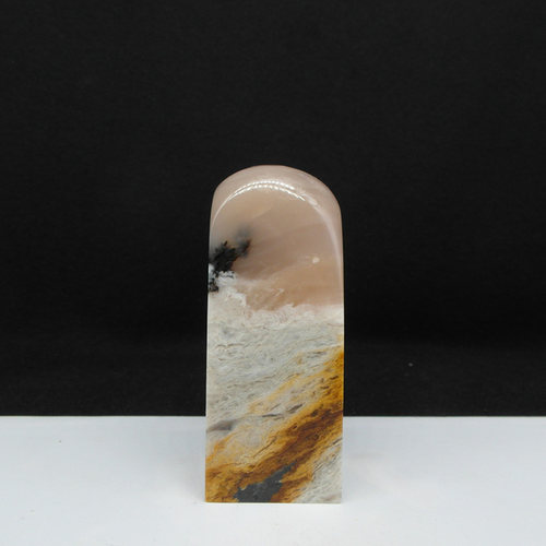 天然印石巴林石三花俏色冻石印章篆刻石料31*31*79mm