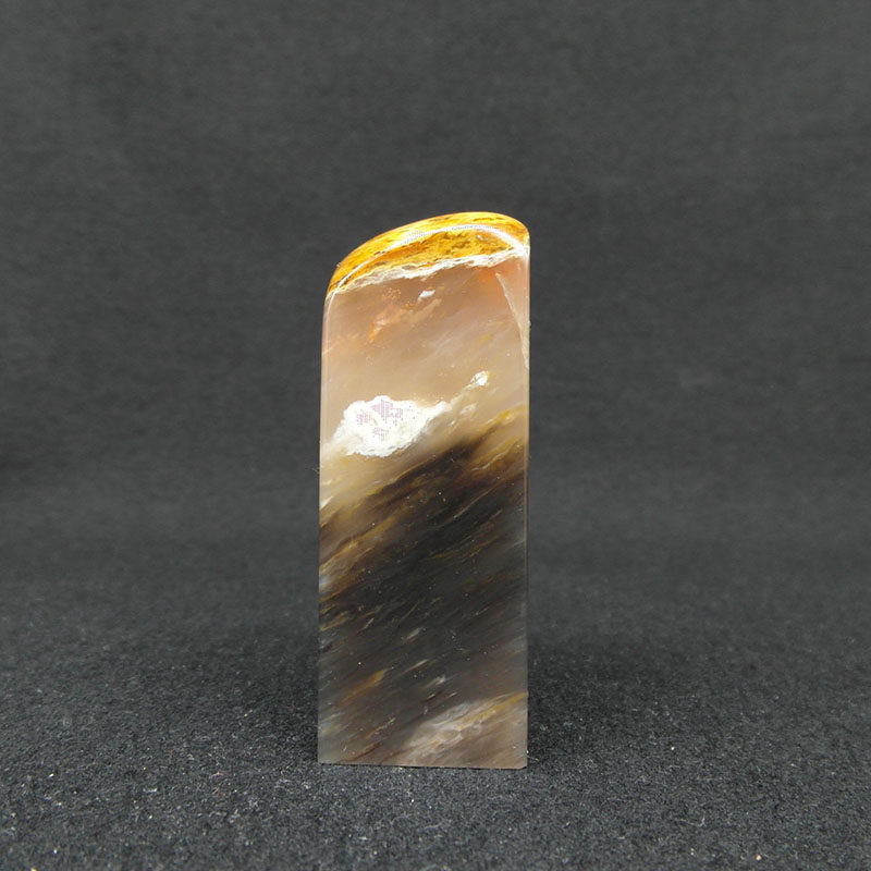 精品印石巴林石章料凝墨俏色烛光冻鸡血石印章篆刻石料25*25*68mm