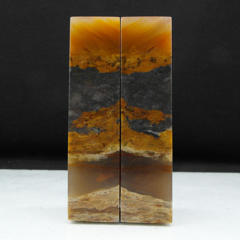 印石对章料产地巴林石黄花俏色墨玉冻石印章篆刻石料25*25*100mm