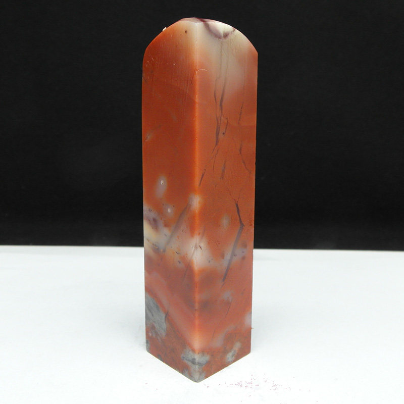天然印石篆刻石料产地巴林石朱砂红冻石印章料20*20*84mm