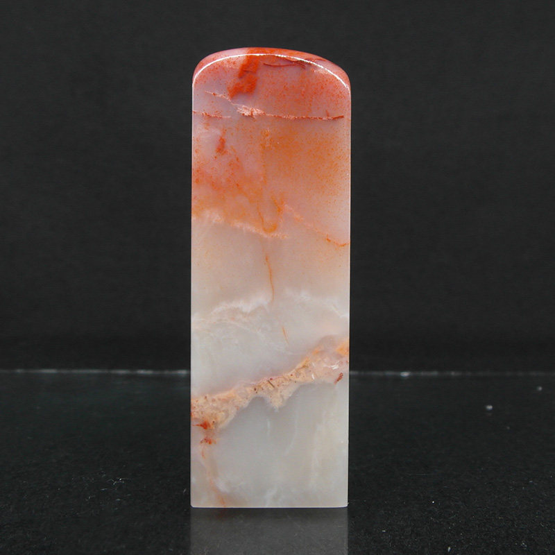 天然印石产地巴林石章料白玉红俏色冻石印章篆刻石料20*20*61mm
