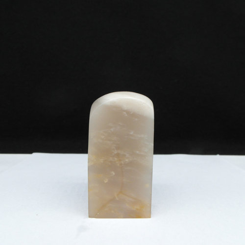 天然印石篆刻石产地巴林石烛光俏色瓷白冻石印章料23*23*47mm
