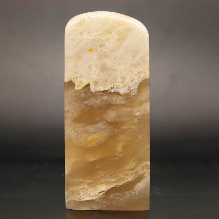 天然印石产地优质巴林石云水结晶俏色冻石印章篆刻石料25*25*59mm