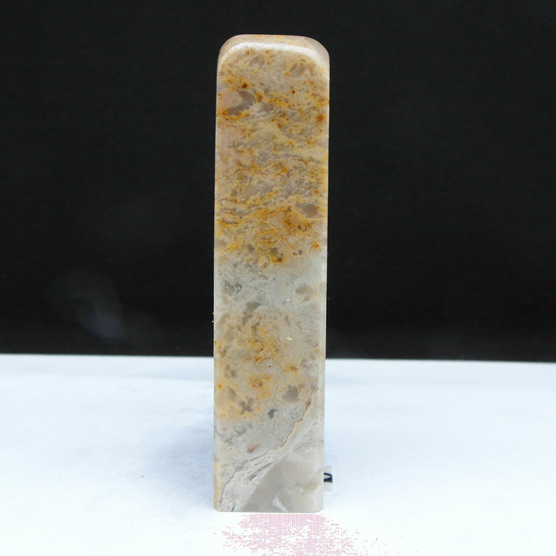 天然印石篆刻石料产地巴林石黄花冻石印章料18*18*78mm