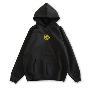 iAcro春季新品改装车文化深灰加绒连帽卫衣街头帽衫黄色印花