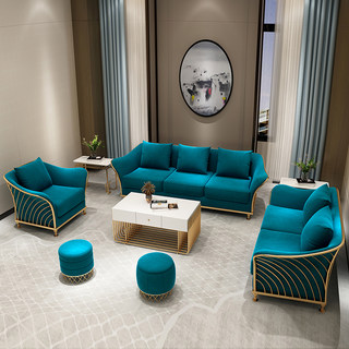 现代简约双人布艺沙发客厅北欧小户型轻奢美容院酒店组合套装家具