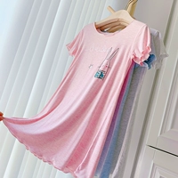 Летняя пижама, тонкая длинная юбка, мультяшное цветное платье для отдыха, детская летняя одежда, короткий рукав