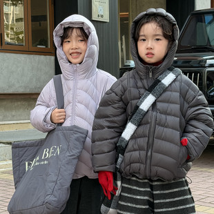 男童加厚连帽羽绒服冬装韩版儿童女童韩系排骨羽绒服防风保暖外套