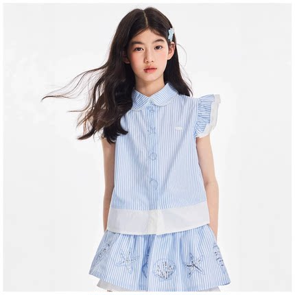 学院风女童套装夏2026新款儿童夏季超好看两件套女孩洋气韩系穿搭
