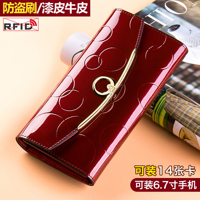 跨境女士钱包真皮长款大容量皮夹多功能简约大气女票夹手抓包