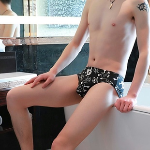 内裤 新款 厂家直销男士 夏季 低腰柔软丝滑牛奶丝透气时尚 印花三角裤