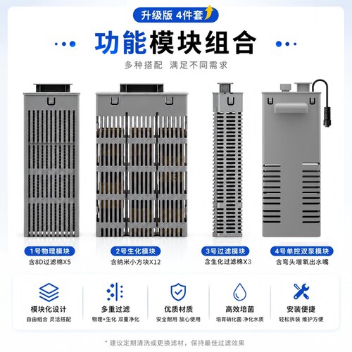 适配小米智能鱼缸古比鱼物理生化过滤加热仓模块双水泵UV灯滤棉材