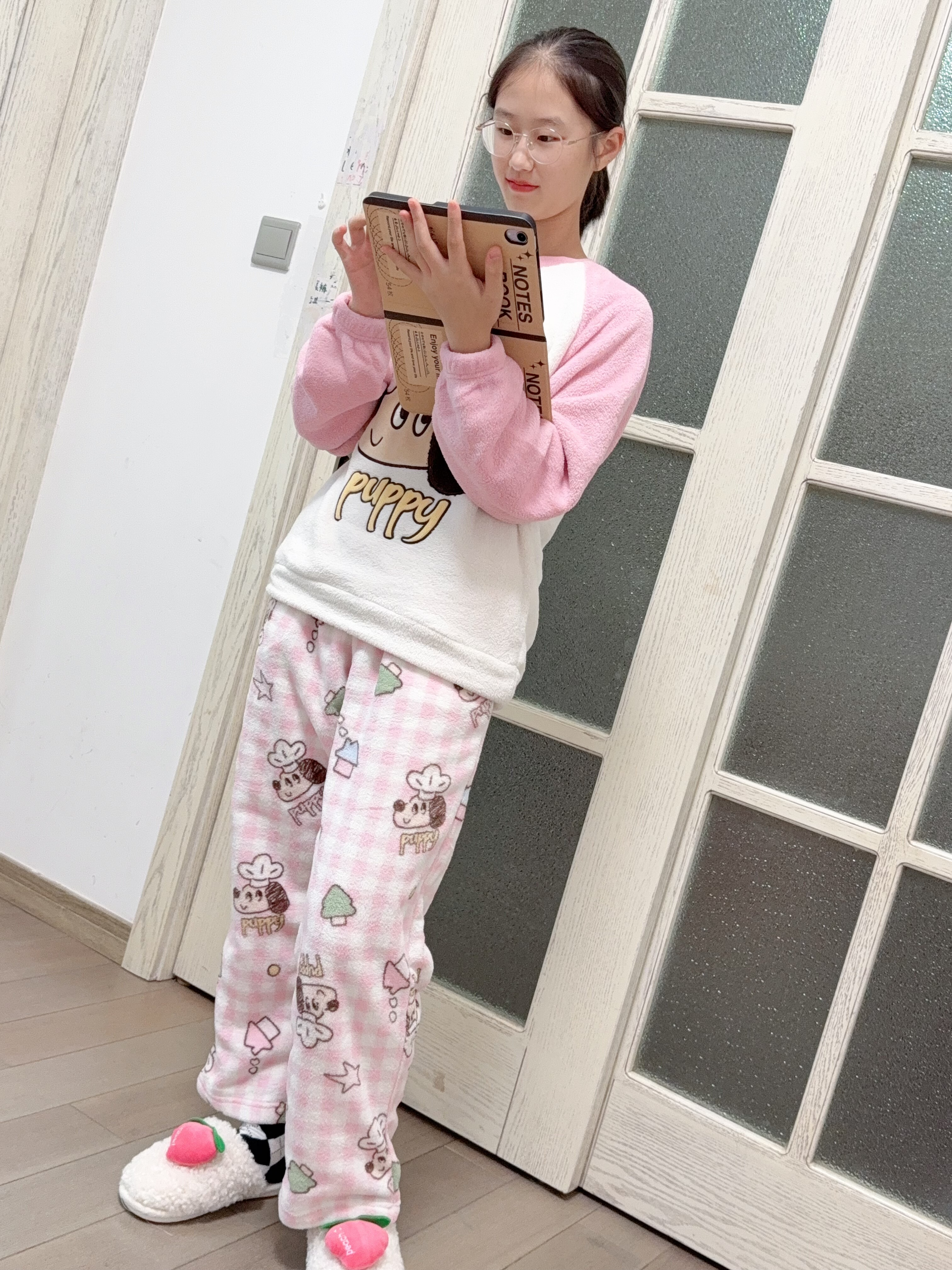 情侣家居服套装珊瑚绒(姐姐穿M,162,100斤)