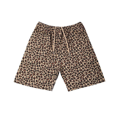 s45 重磅毛圈豹纹短裤可调松紧抽绳休闲夏季直通潮流宽松五分裤