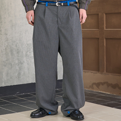 s45撞色弯刀双褶阔腿西裤氛围感慵懒高级宽松香蕉休闲裤