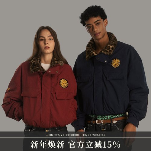 S45双面穿复古豹纹尼龙夹克