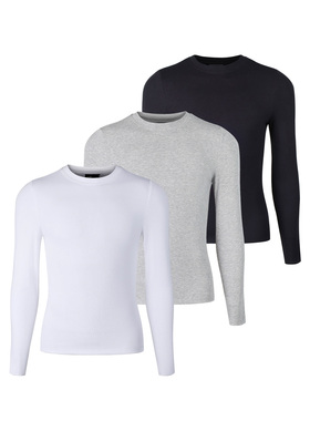 s45亲肤打底衫(2.0版本)基础螺纹圆领紧身弹力运动健身休闲长t恤