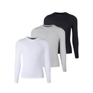 基础螺纹圆领紧身弹力运动健身休闲长t恤 本 s45亲肤打底衫 2.0版