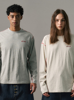 s45 反线基础小logo长袖男女秋季美式宽松情侣装打底衫