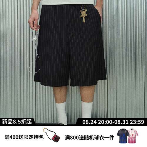 s45夏季条纹西装七分短裤