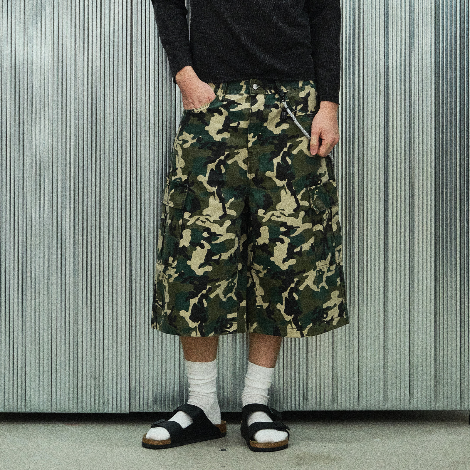 s45 迷彩格纹工装短裤休闲夏季直通潮流宽松七分裤