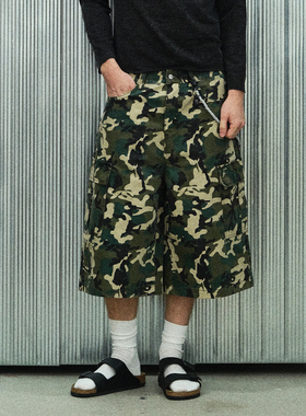 s45 迷彩格纹工装短裤休闲夏季直通潮流宽松七分裤