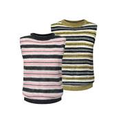 s45双色条纹圆领针织毛衣含30%羊毛休闲背心无袖 坎肩马甲