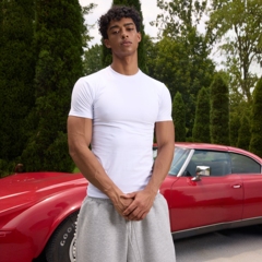 s45纯色紧身弹力短袖男士cleanfit基础百搭纯棉打底衫t恤夏季