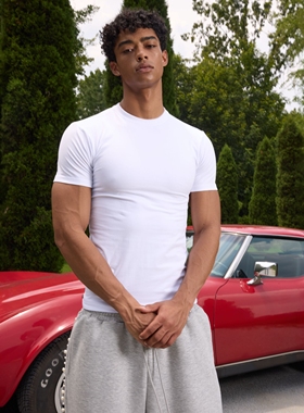 s45纯色紧身弹力短袖男士cleanfit基础百搭纯棉打底衫t恤夏季