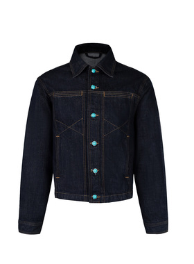 s45丹宁牛仔原牛定制仿绿松石牛仔夹克正肩短宽夹克外套