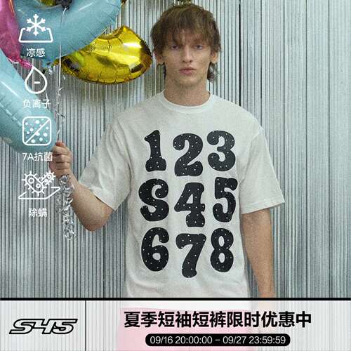 S45波点数字宽松短袖棉T恤