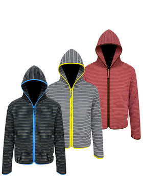 s45三色德绒绒感拉链条纹连帽修身亲肤长袖卫衣春季上衣男女同款