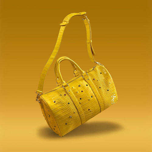 S45黄色彩钻宝石挎包美式街头