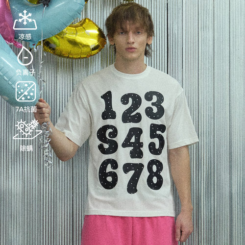 S45波点数字宽松短袖棉T恤
