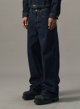 s45丹宁牛仔原牛定制仿绿松石水洗工装牛仔裤