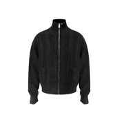 s45 复古老钱针织衫 绞花仿松石拉链毛衣 肌理感立领短宽外套