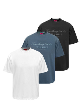 s45水洗印花纯色基础纯棉百搭款短袖t恤