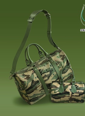 s45迷彩鳄鱼纹彩钻镶嵌托特包斜挎包复古美式手提旅行包